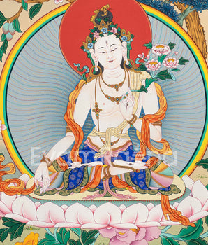White Tara Wall Art | Traditional Painting| Himalayan Art