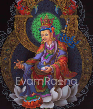 Guru Rinpoche The Lotus Bron Master Of Tibetan Buddhism | Master Padmasambhava Depicted On Traditional Paubha Print