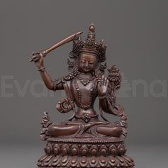 Handmade Manjushri Oxidized Copper Statue
