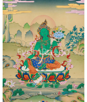 Green Tara Divine Tapestry Thangka Print |