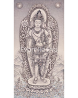 2-Armed Standing Chenrezig Thangka Print