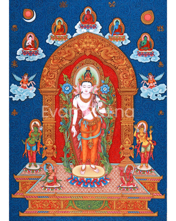 Standing Avalokiteshvara (Guanyin) Thangka Print
