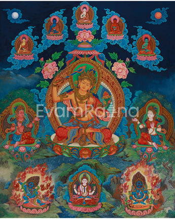 Divine Wisdom Manjushri Thangka Print