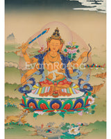 Rare Four-Armed Manjushri Thangka Print