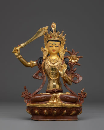Manjushri statue with 24K Gold Gilding