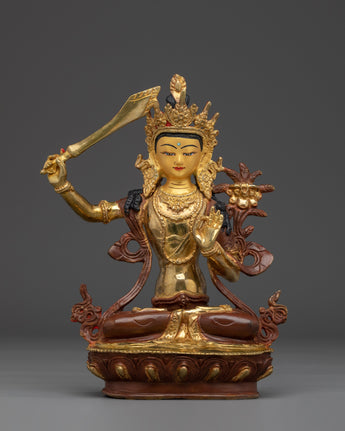 Manjushri statue with 24K Gold Gilding