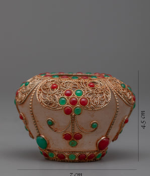 Buddhist Golpa with Embedded Gemstones | Achieve Your Goals with this Powerful Tool"