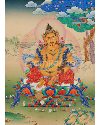 God of Wealth, Dzambhala Thangka Print