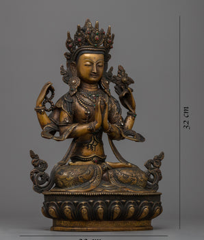 Handcrafted Chenresig Bodhisattva Statue | Embrace Serenity with this Beautiful Buddhist Sculpture