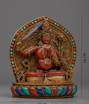Manjushri Buddha Statue | Handcrafted and 24k Gold Plated