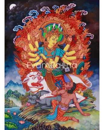 Hindu Goddess Bhagwati Digital Print