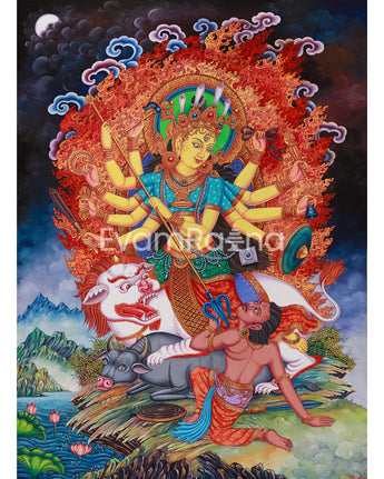 Hindu Goddess Bhagwati Digital Print