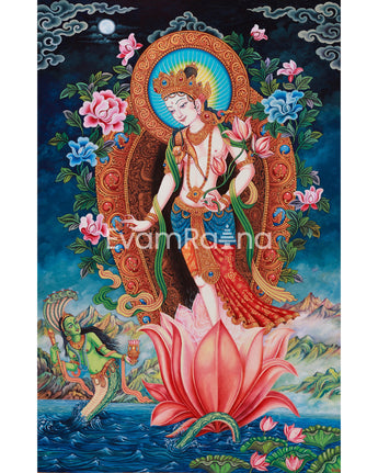 Standing Chenrezig Thangka Print |