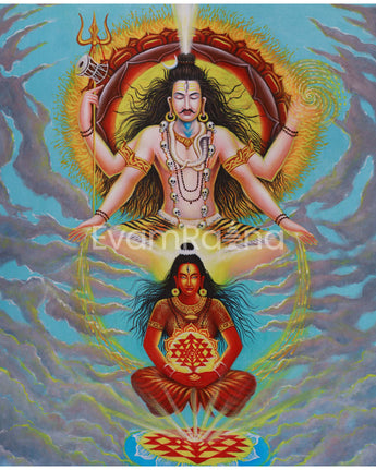 Shankar Parvati Thangka Print