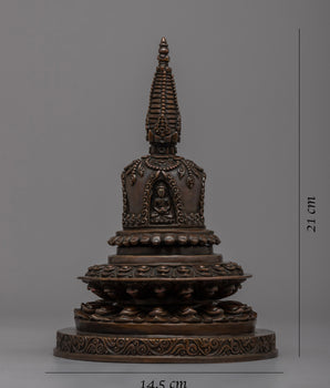 Oxidized Copper Stupa | Ancient Symbol of Buddhist Devotion