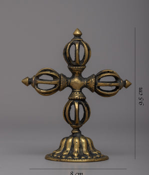 Double Vajra Brass | Handcrafted Visvavajra for Rituals & Spiritual Decor