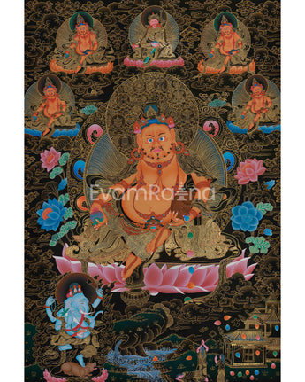Wealth Deity, Dzambhala Thangka Print | Giclee Canvas Art of Prosperity and Protection
