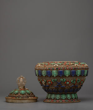 Tibetan Dhupur Offering Pot | Traditional Vessel for Spiritual Rituals