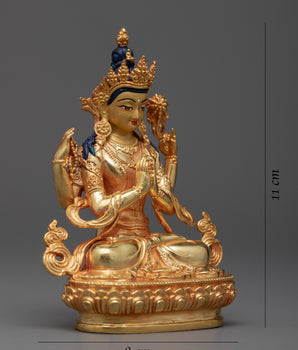 Miniature Chenrezig Statue | Embodiment of Compassion