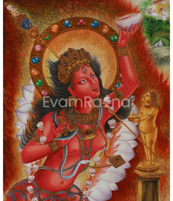 Female Buddha, Vajrayogini Thangka Print | Fierce Wisdom in Giclée Cotton Canvas