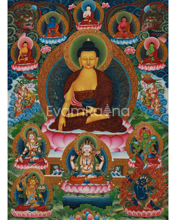 Gotama Buddha Thangka Print | Assembly of Enlightened Deities