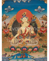 Buddhist Goddess Tara White Thangka