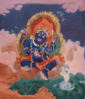 Chaturbhuja Mahakala Canvas Print | Wrathful Protector Deity