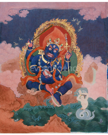 Chaturbhuja Mahakala Canvas Print | Wrathful Protector Deity