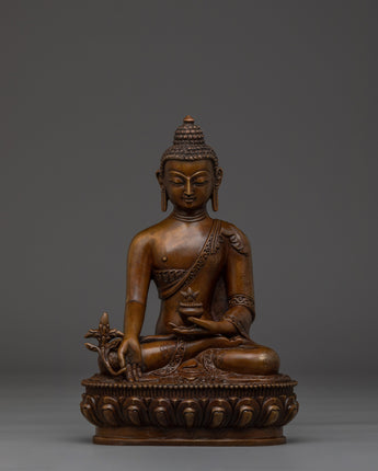 Medicine Buddha in oxidized copper