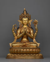 Chenrezig Statue 24K Gold Gilded
