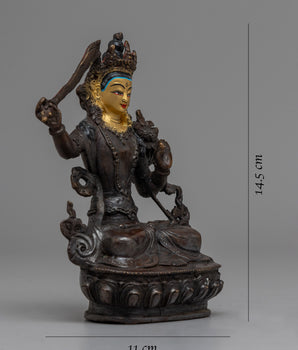Manjushri Copper Statue | Sacred Figurine of Buddhist Learning