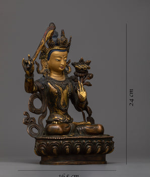 Antique Manjushri Statue | Time-Honored Symbol of Wisdom and Insigh