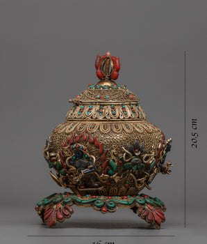 Silver Plated Tibetan Rice Pot | Perfect for Cultural Collectors