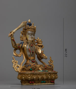 Crystal Manjushri Sadhana Statue | Masterpiece of Buddhist Art for Devotion