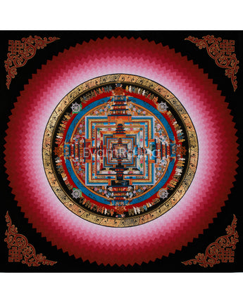 Kalachakra Mandala Thangka With Warm Halo Around