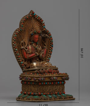 Coral Stone Chenresig Statue | Symbolizing Compassion and Loving-Kindness