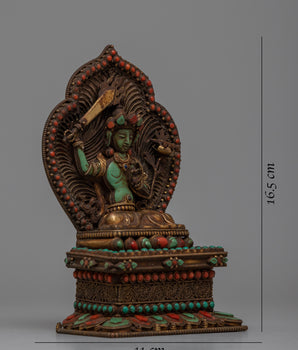 Green Turquoise Manjushri Statue | Inspiring Intellectual and Spiritual Growth