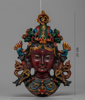 Green Tara Wall Hanging Mask | Handcrafted Meditation and Protection Symbol