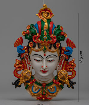Green Tara Buddha Wall Hanging Face Mask | Compassionate Goddess Artwork