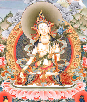 Mother White Tara Canvas Print | Tibetan Buddhist Print | Embrace the Enlightened Beauty