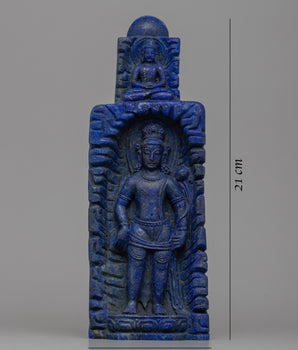 Lapis Standing Lokeshvara Statue | Rich Blue Gemstone Buddhist Icon