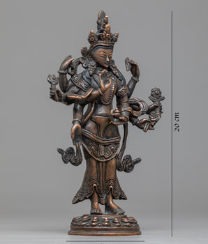 Amoghapasha Lokeshvara Statue | Crafted in Oxidized Copper, Radiating Divine Presence