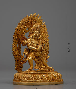MachineMade VajraKilaya Statue | Copper Crafted with 24K Gold Plating for Spiritual Power