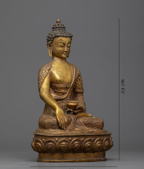 Gold Plated Shakyamuni Buddha Statue | Perfect for Altar or Shrine