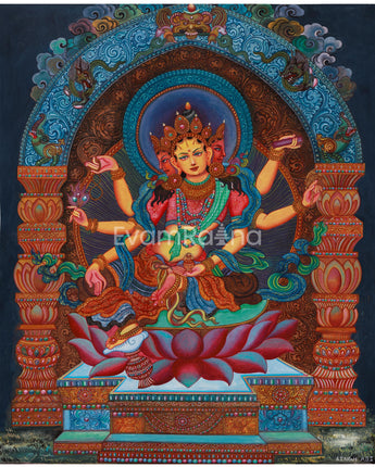 Divine Six-Armed Vasudhara Canvas Print | Buddhist Goddess of Wealth