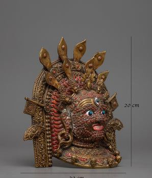 Buddhist Mahakala Mask Wall Hanging | Sacred Tibetan Protector Artwork