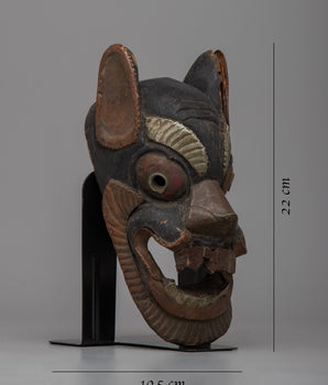 Tibetan Barong Mask | Wooden Art for Spiritual Presence