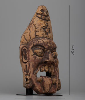 Vintage Fierce Mask Wooden Carving For Table Decor