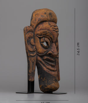 Vintage Buddhist Monk Face Mask | Handcrafted Table Centerpiece for Tranquility
