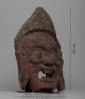 Vintage Wooden Mahakala Mask | Spiritual Artifact of Sacred Tradition